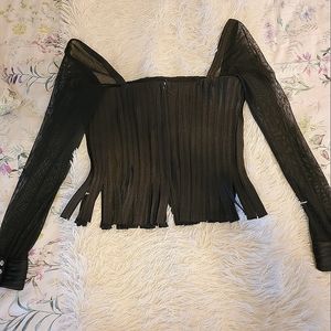 Vintage Black Fringe Blouse